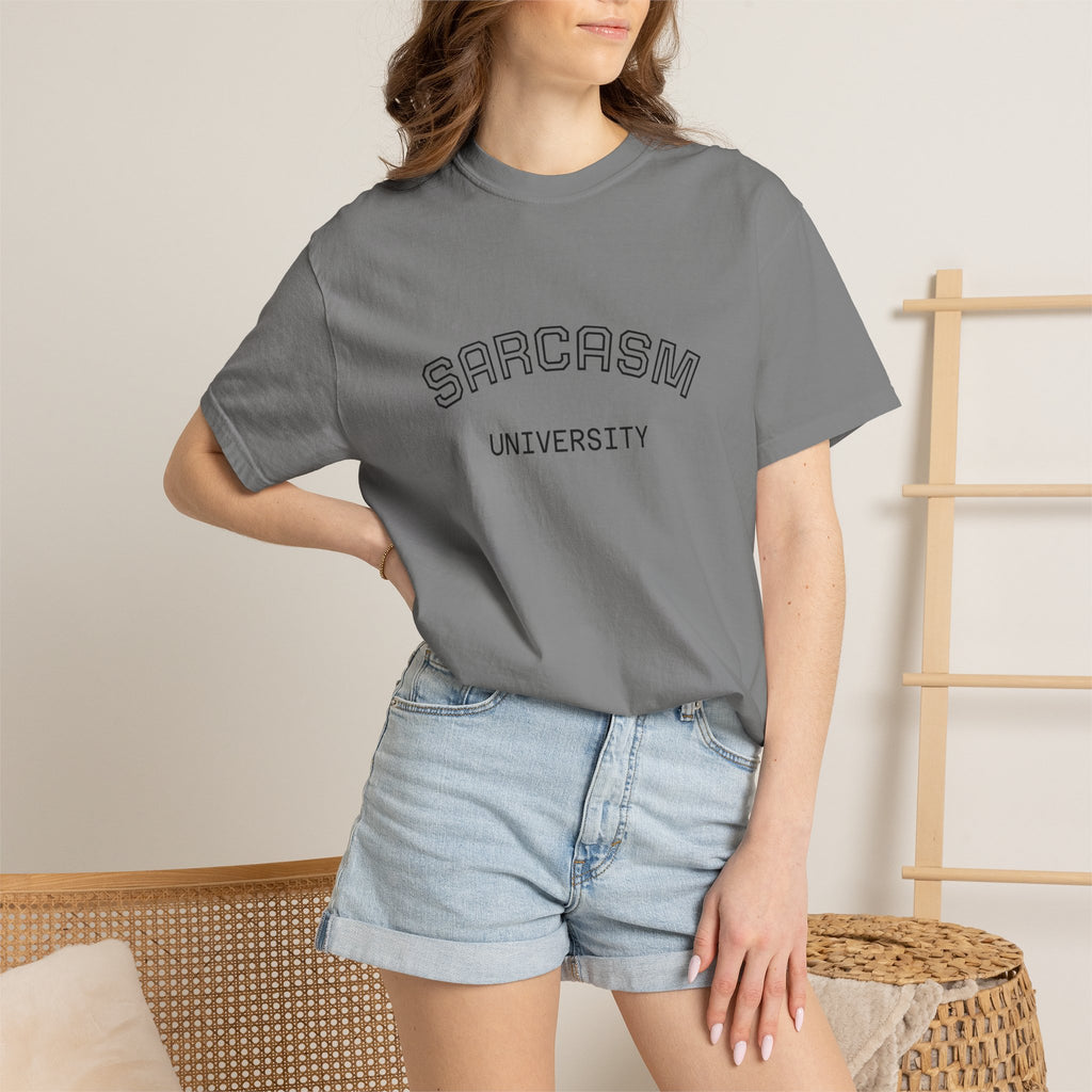 Sarcasm University T-Shirt — Funny College Style Graphic Tee